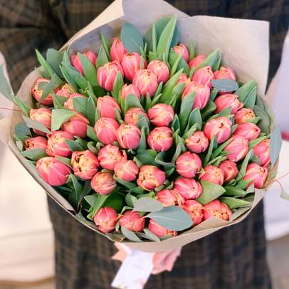 Salmon Pink Tulips Bouquet
